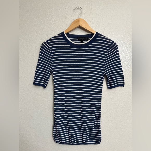 Theory Linen Stripe Tee - Picture 5 of 8